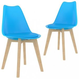 Jídelní židle 2 ks plast / umělá kůže / buk Dekorhome Modrá, Jídelní židle 2 ks plast / umělá kůže / buk Dekorhome Modrá obraz