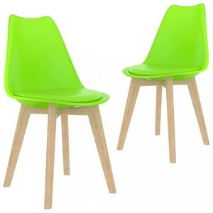 Jídelní židle 2 ks plast / umělá kůže / buk Dekorhome Zelená, Jídelní židle 2 ks plast / umělá kůže / buk Dekorhome Zelená obraz
