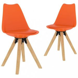 Jídelní židle 2 ks plast / umělá kůže / buk Dekorhome Oranžová obraz