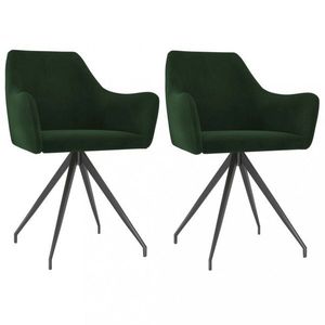 Jídelní židle 2 ks samet / kov Dekorhome Tmavě zelená, Jídelní židle 2 ks samet / kov Dekorhome Tmavě zelená obraz