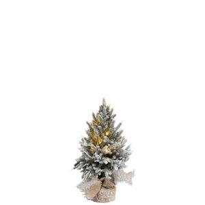 Zasněžený vánoční stromek v jutě se světýlky - Ø 17*45cm 87307 obraz