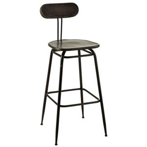 Černá kovová barová stolička s opěrkou Industrial - 45*46* 104cm 1033 obraz