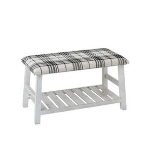 Bílá dřevěná lavice s textilním sedákem Matte - 80*40*44cm 95983 obraz
