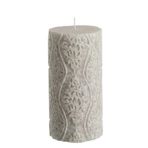 Mintová válcovitá svíčka s ornamenty - Ø7, 5*15cm 84236 obraz