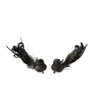 2ks černá třpytivá ozdoba ptáček s peříčky - 15*7*5cm 8029 obraz