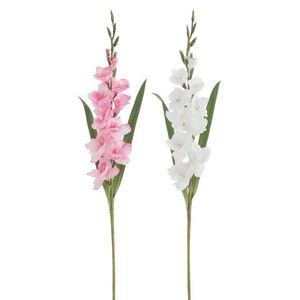 2ks bílá a růžová umělá květina gladiol / mečík - 12*102 cm 83306 obraz