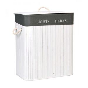 TZB Bambusový koš na prádlo 100l Lights Dark bílo-šedý obraz