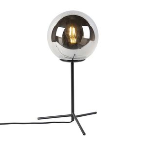 Stolní lampa ve stylu art deco černá s kouřovým sklem 45, 5 cm - Pallon obraz