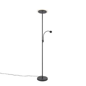 Moderní stojací lampa černá včetně LED s čtecím ramenem - Chala obraz