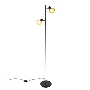 Moderní stojací lampa černá se zlatými 2-světly - Magno obraz