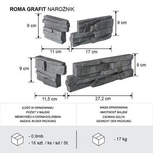 Rohový kámen Roma grafit bal=0, 9mb obraz