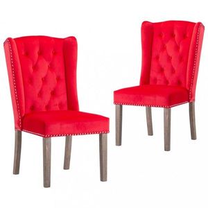 Jídelní židle 2 ks samet / kaučukovník Dekorhome Červená obraz
