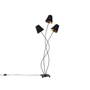Designová stojací lampa černá se zlatým 3 světlem - Melis obraz
