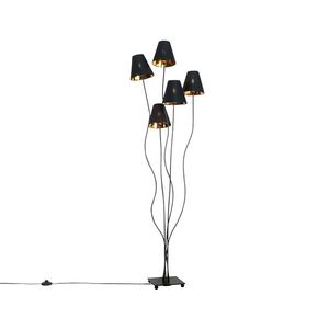 Designová stojací lampa černá se zlatým 5 světlem - Melis obraz