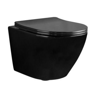 Závěsná WC mísa Rea Carlo Mini Rimless Flat černá obraz