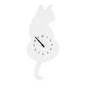 TORO Nástěnné hodiny bílá kočka 40cm obraz
