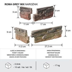 Rohový kámen Roma gray mix bal=0, 9mb obraz
