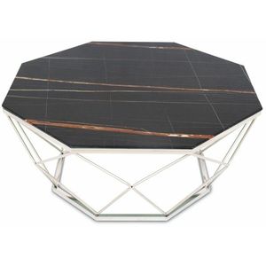 DekorStyle Konferenční stolek VOLARE 100 cm černý/stříbrný obraz