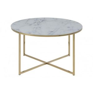 Actona Konferenční kulatý stolek Alisma 2 mramor bílý/zlatá obraz