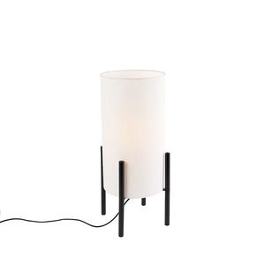 Designová stolní lampa černé lněné odstín bílé - Rich obraz