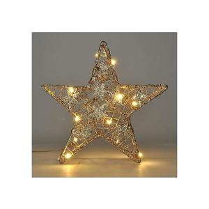 vánoční hvězda glitter, zlatá, kovová, 14x LED, 2x AA obraz