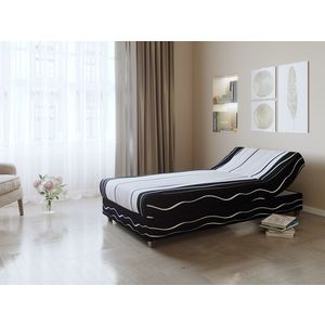 Černo-bílo-šedá čalouněná postel NEJBY 90x198 cm obraz