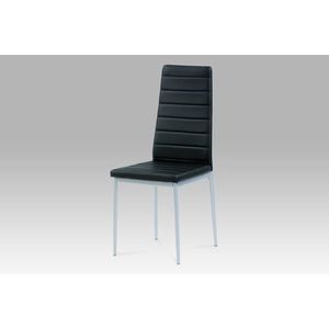 Jídelní židle TYSON, koženka černá / šedý lak DOPRODEJ obraz