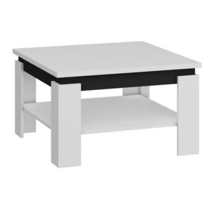 Konferenční stolek KALDRYN, bílá/černý lesk, 5 let záruka obraz