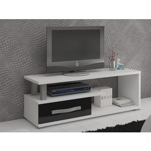 Televizní stolek LEHUA, bílá/černý lesk, 5 let záruka obraz