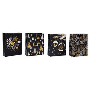 Sada vánočních dárkových tašek 4 ks, černá, 26 x 32 x 10 cm obraz