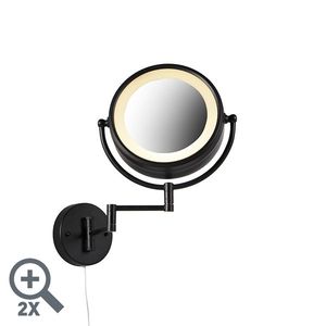 Designové nástěnné zrcadlo černé včetně LED nastavitelného IP44 s tažným lankem - Vicino obraz