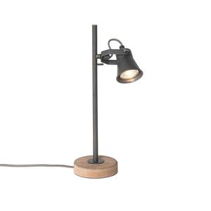 Venkovská stolní lampa černá se dřevem - Jelle obraz