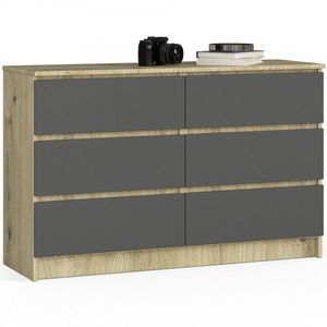 Ak furniture Komoda Kuba 120 cm 6 šuplíků dub artisan/grafitová obraz