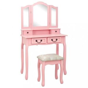 Toaletní stolek s taburetem Dekorhome Růžová obraz