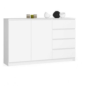 Ak furniture Komoda K013 160 cm bílá - 2 skříňky a 4 šuplíky obraz