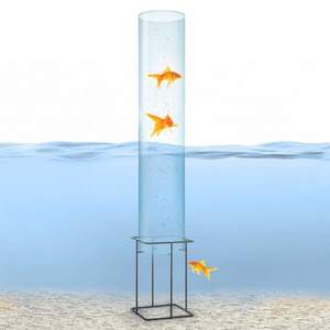 Blumfeldt Skydive 100, pozorovatelna ryb, 100 cm, Ø 20 cm, akryl, kov, transparentní obraz