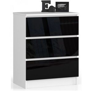 Ak furniture Komoda Kuba 60 cm - 3 šuplíky bílá/černá obraz
