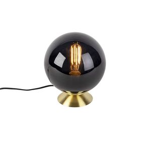 Art Deco stolní lampa mosaz s černým sklem - Pallon obraz