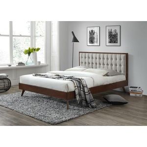 HALMAR Dřevěná postel Solomo 160x200 dvoulůžko ořech/béžová obraz