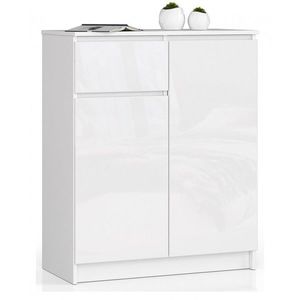 Ak furniture Komoda Kiara 80 cm 2 skříňky a 1 šuplík bílá lesk obraz