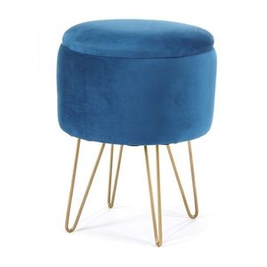 Ak furniture Taburet Lili s úložným prostorem modrý obraz