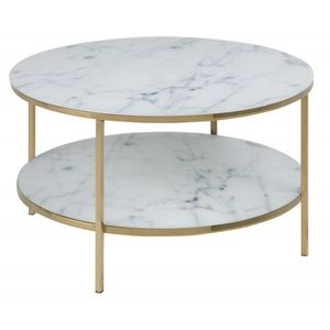 Actona Konferenční kulatý stolek Alisma mramor bílý/zlatá obraz