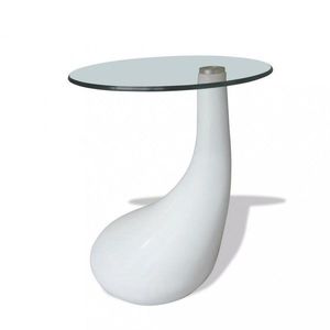 Konferenční stolek laminát / sklo Dekorhome Bílá lesk obraz