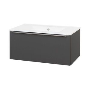 MEREO Mailo, koupelnová skříňka s keramickým umyvadlem 81 cm, antracit, chrom madlo CN536 obraz