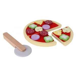Dřevěná pizza pro děti na krájení Ecotoys barevná obraz