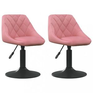 Otočná jídelní židle 2 ks samet / kov Dekorhome Růžová, Otočná jídelní židle 2 ks samet / kov Dekorhome Růžová obraz