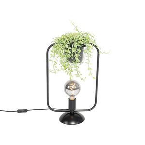 Moderní stolní lampa černá se sklem obdélníkového tvaru - Roslini obraz