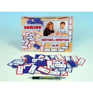 Domino sčítání a odčítání do 10 společenská hra 60ks v krabici 22x16x3cm obraz