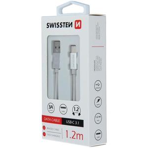 Kabel datový Swissten Textile USB / USB-C 1.2 m stříbrný obraz