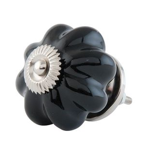 Keramická úchytka květina černá - Ø 4 cm obraz